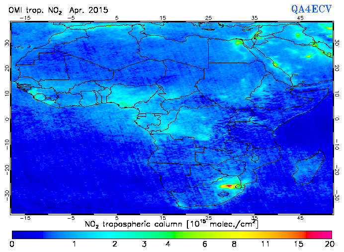 Regional Tropospheric NO2 of April 2015