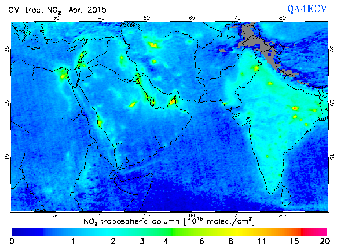 Regional Tropospheric NO2 of April 2015