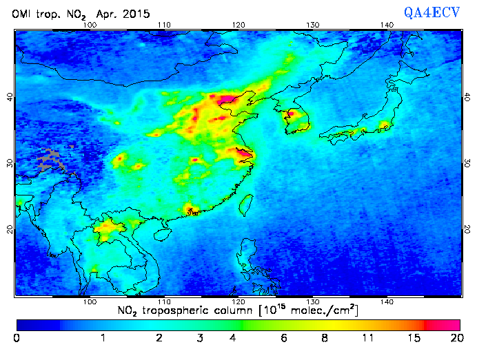Regional Tropospheric NO2 of April 2015