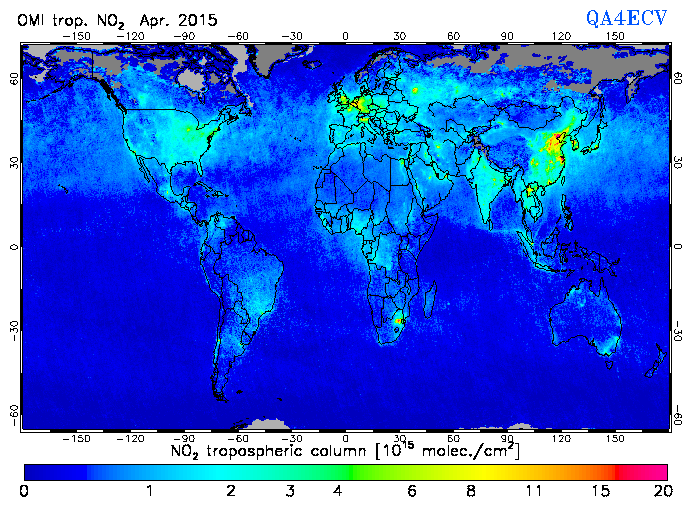 Regional Tropospheric NO2 of April 2015