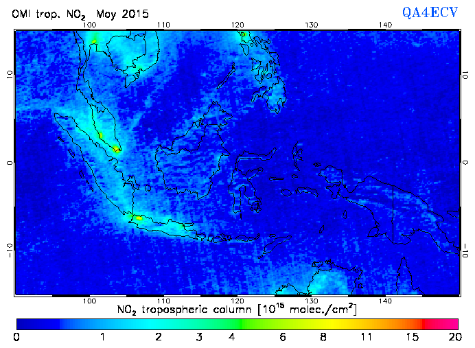 Regional Tropospheric NO2 of May 2015