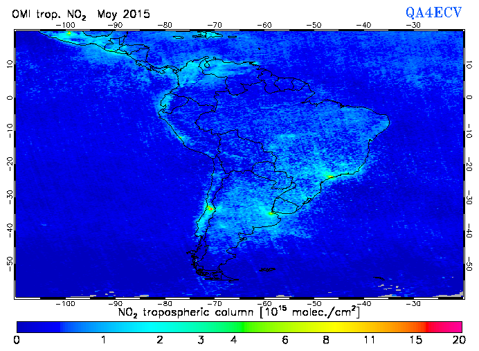 Regional Tropospheric NO2 of May 2015