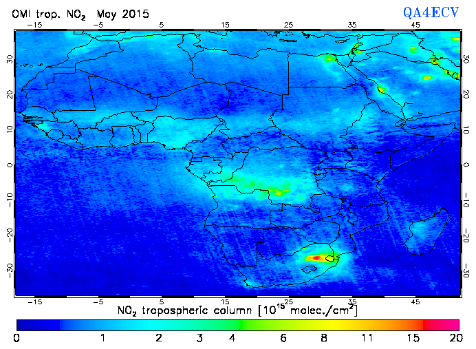 Regional Tropospheric NO2 of May 2015