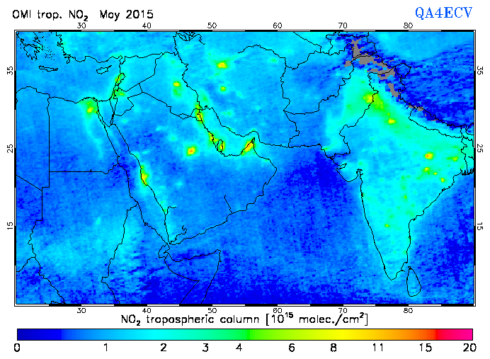 Regional Tropospheric NO2 of May 2015