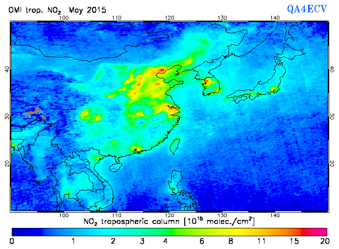 Regional Tropospheric NO2 of May 2015