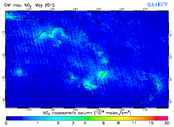Regional Tropospheric NO2 of May 2015