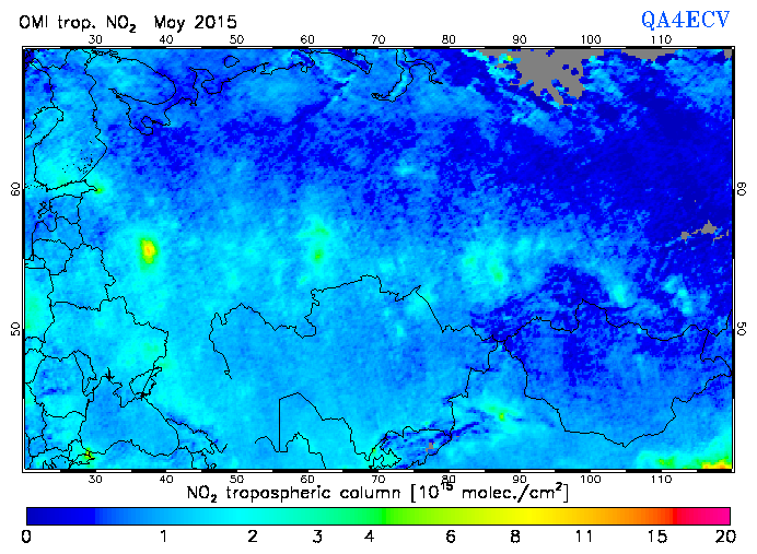 Regional Tropospheric NO2 of May 2015