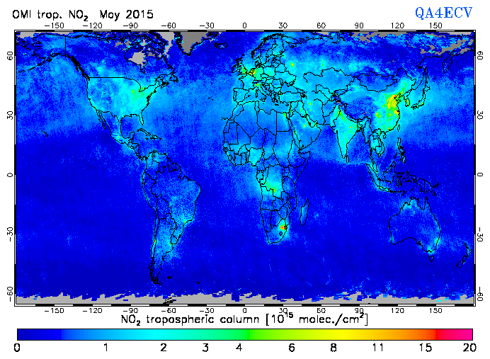 Regional Tropospheric NO2 of May 2015