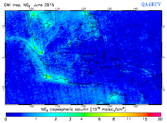 Regional Tropospheric NO2 of June 2015