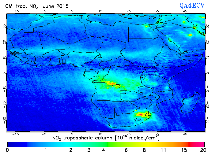 Regional Tropospheric NO2 of June 2015
