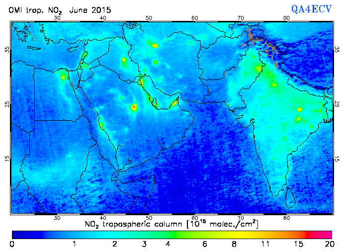 Regional Tropospheric NO2 of June 2015