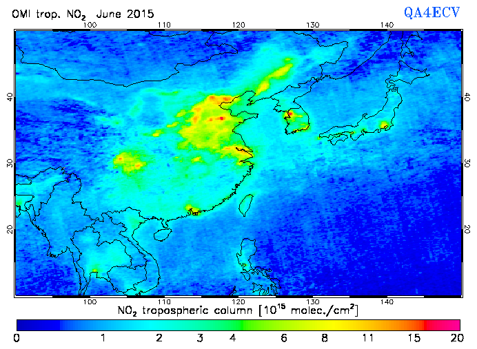 Regional Tropospheric NO2 of June 2015