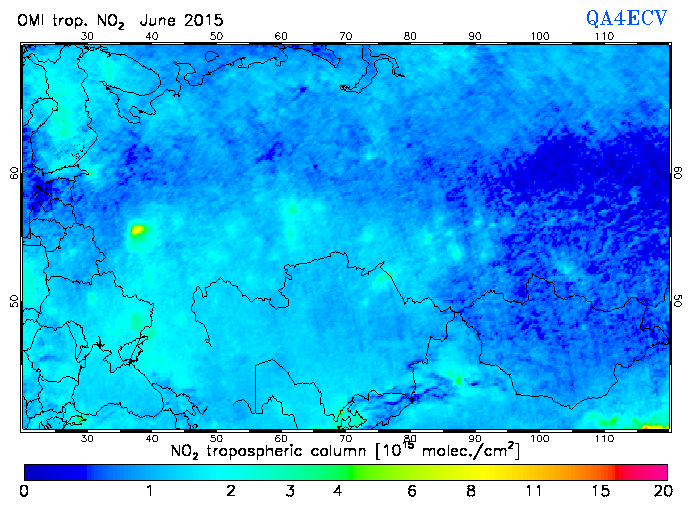 Regional Tropospheric NO2 of June 2015
