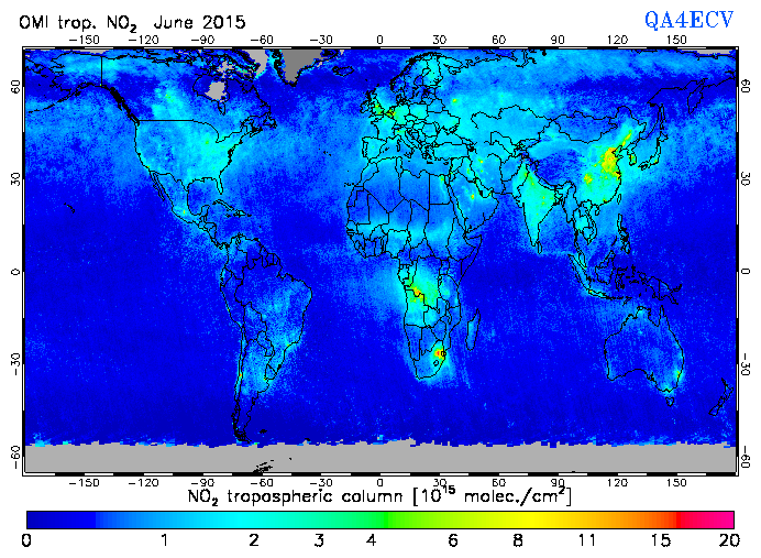 Regional Tropospheric NO2 of June 2015