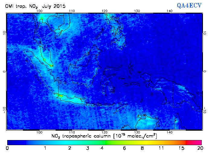 Regional Tropospheric NO2 of July 2015