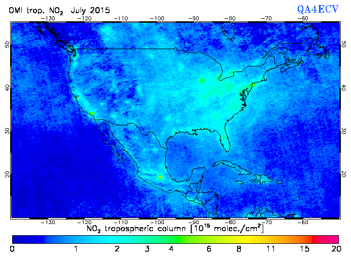 Regional Tropospheric NO2 of July 2015