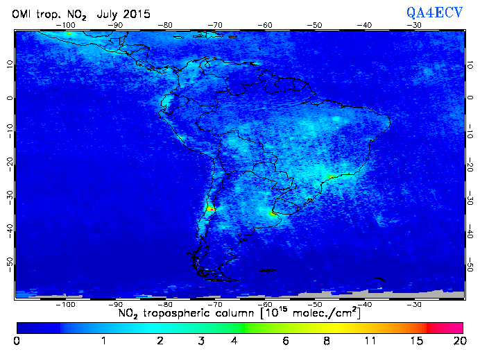 Regional Tropospheric NO2 of July 2015