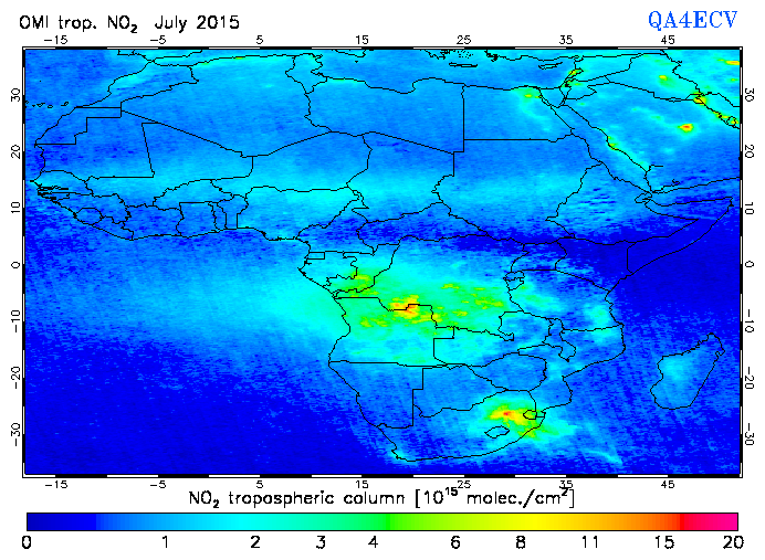 Regional Tropospheric NO2 of July 2015