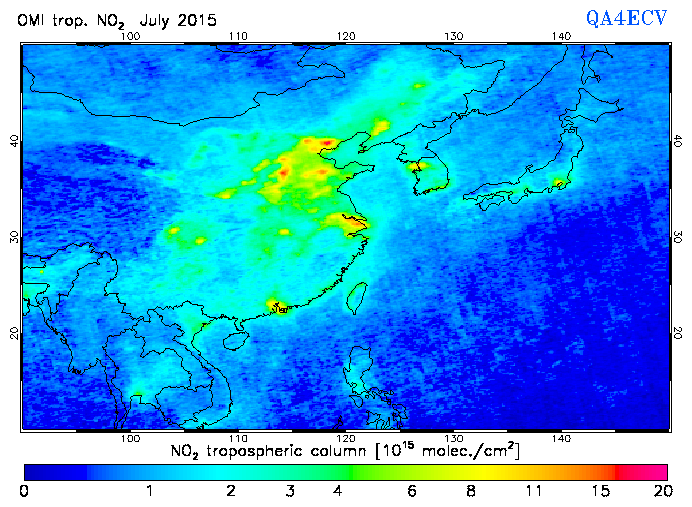 Regional Tropospheric NO2 of July 2015