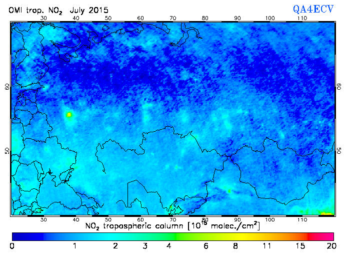 Regional Tropospheric NO2 of July 2015