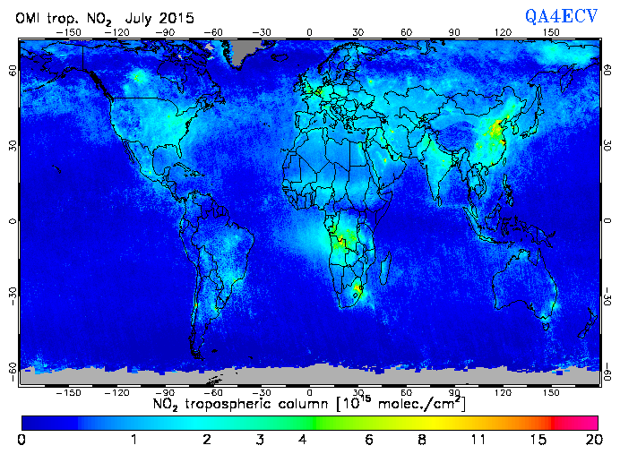 Regional Tropospheric NO2 of July 2015