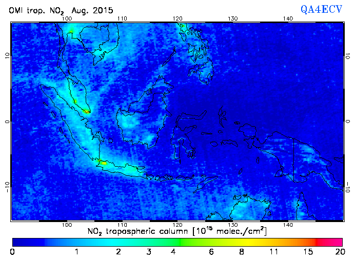 Regional Tropospheric NO2 of August 2015