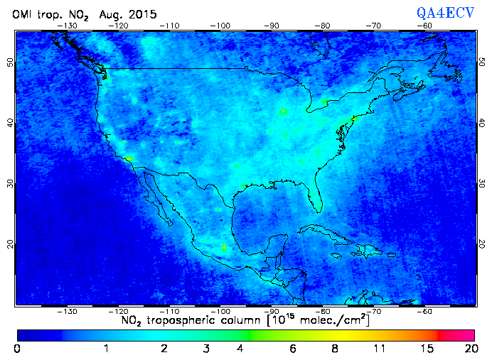 Regional Tropospheric NO2 of August 2015