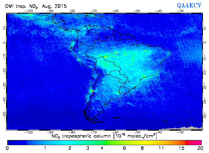 Regional Tropospheric NO2 of August 2015