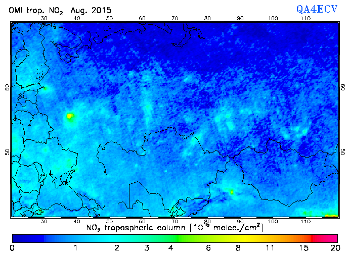 Regional Tropospheric NO2 of August 2015