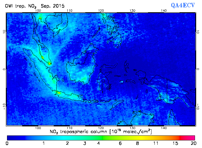 Regional Tropospheric NO2 of September 2015