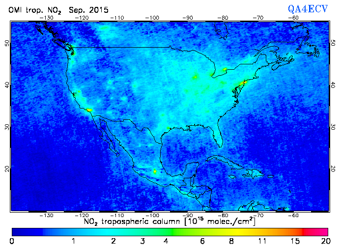 Regional Tropospheric NO2 of September 2015