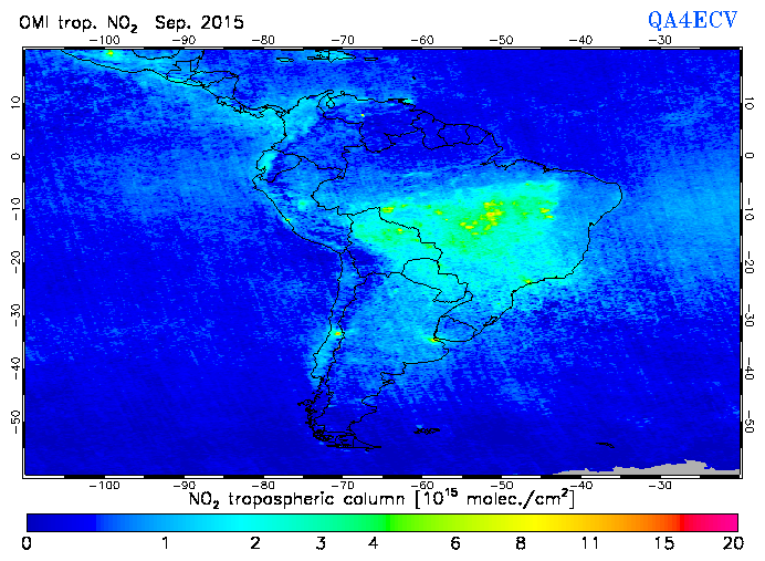 Regional Tropospheric NO2 of September 2015