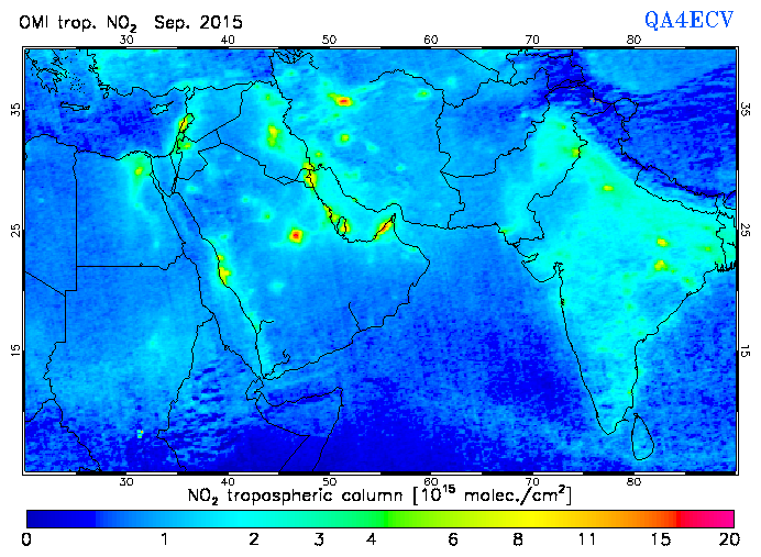 Regional Tropospheric NO2 of September 2015