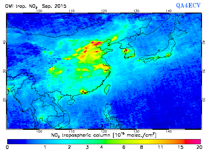 Regional Tropospheric NO2 of September 2015