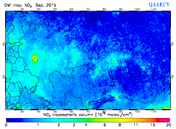Regional Tropospheric NO2 of September 2015