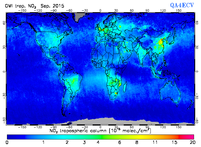 Regional Tropospheric NO2 of September 2015