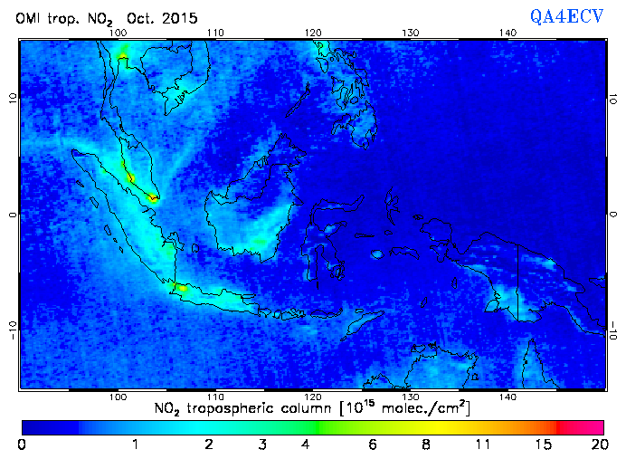 Regional Tropospheric NO2 of October 2015