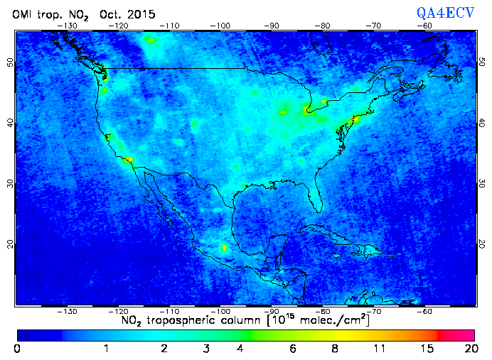 Regional Tropospheric NO2 of October 2015