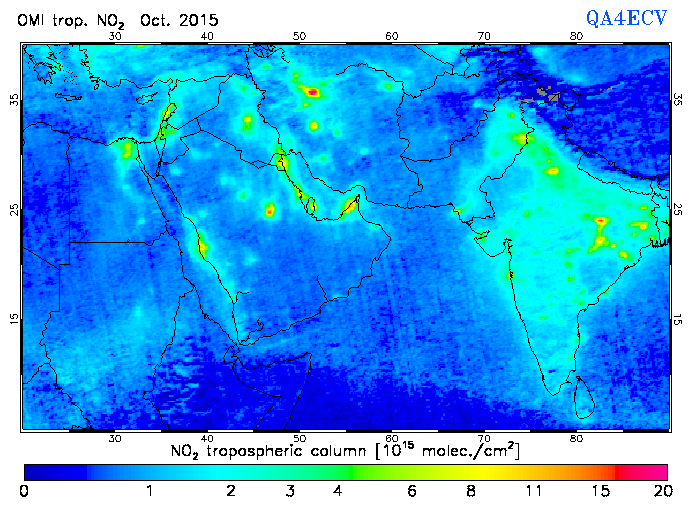 Regional Tropospheric NO2 of October 2015