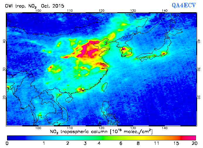 Regional Tropospheric NO2 of October 2015
