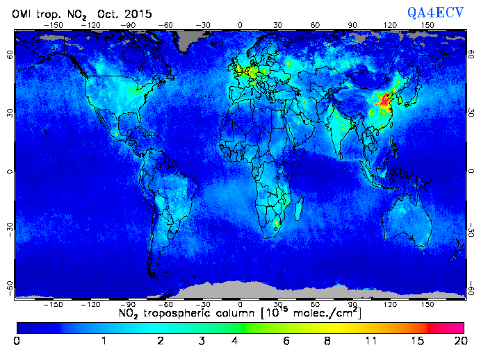 Regional Tropospheric NO2 of October 2015