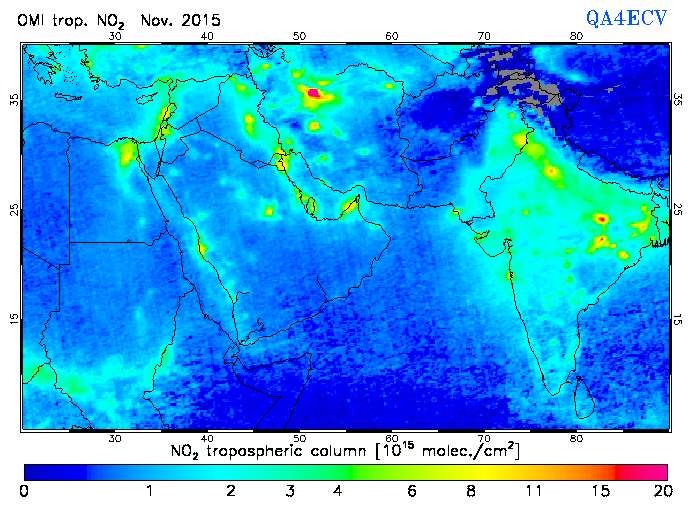 Regional Tropospheric NO2 of November 2015