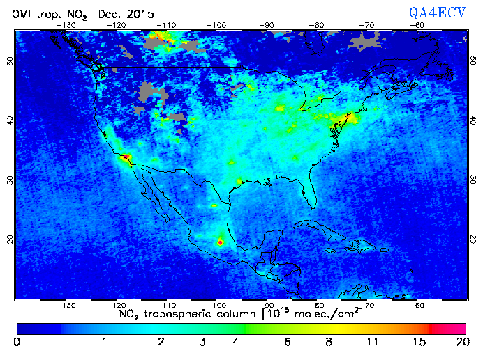Regional Tropospheric NO2 of December 2015