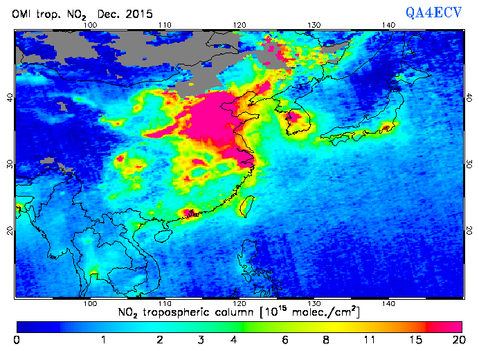 Regional Tropospheric NO2 of December 2015