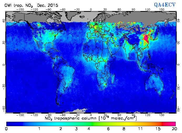 Regional Tropospheric NO2 of December 2015