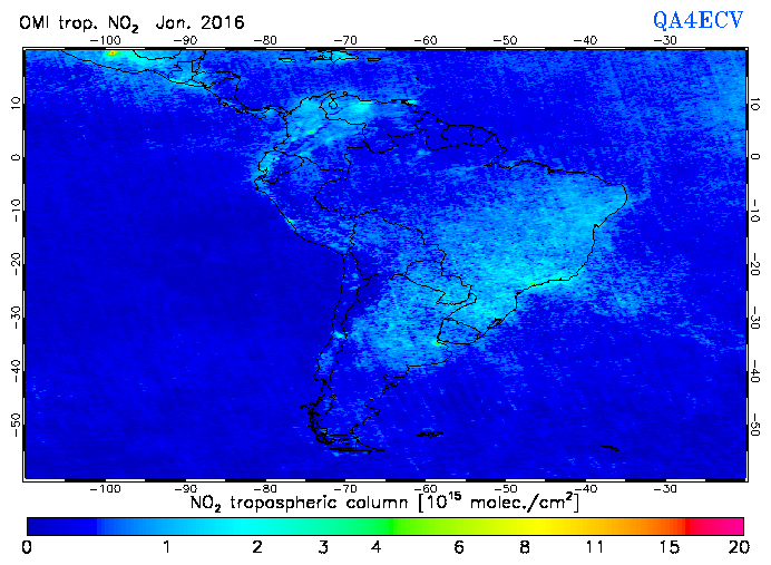 Regional Tropospheric NO2 of January 2016