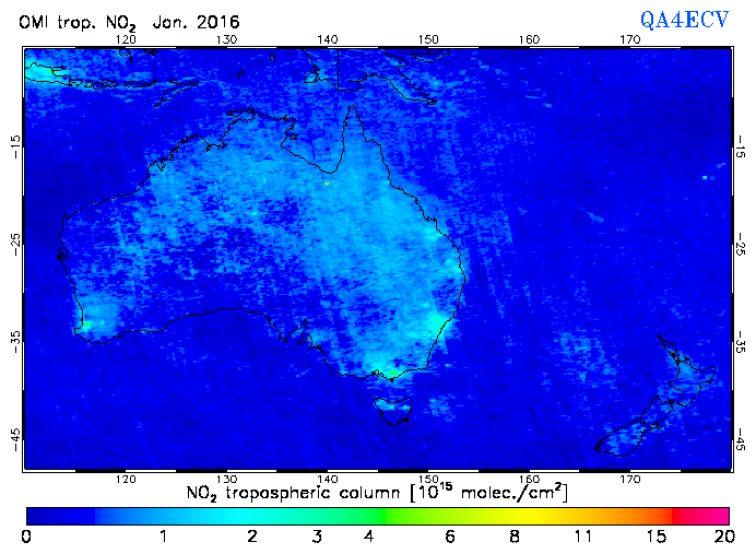 Regional Tropospheric NO2 of January 2016