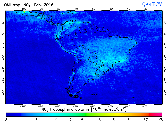 Regional Tropospheric NO2 of February 2016