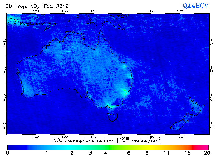 Regional Tropospheric NO2 of February 2016