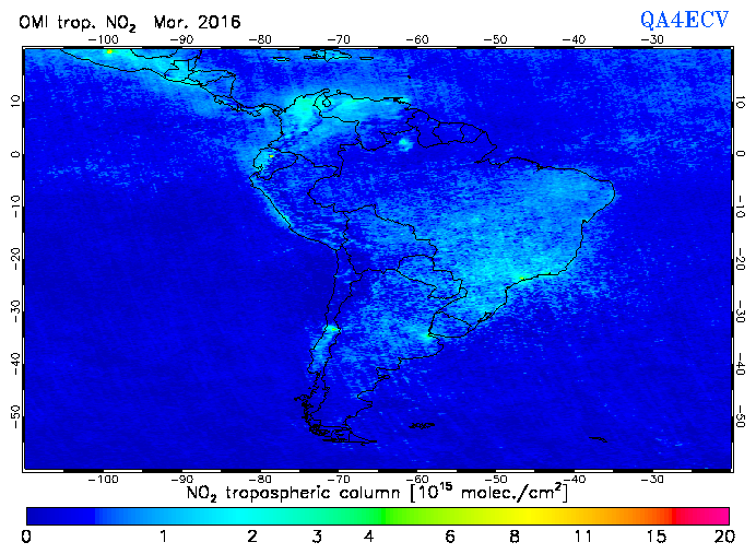 Regional Tropospheric NO2 of March 2016